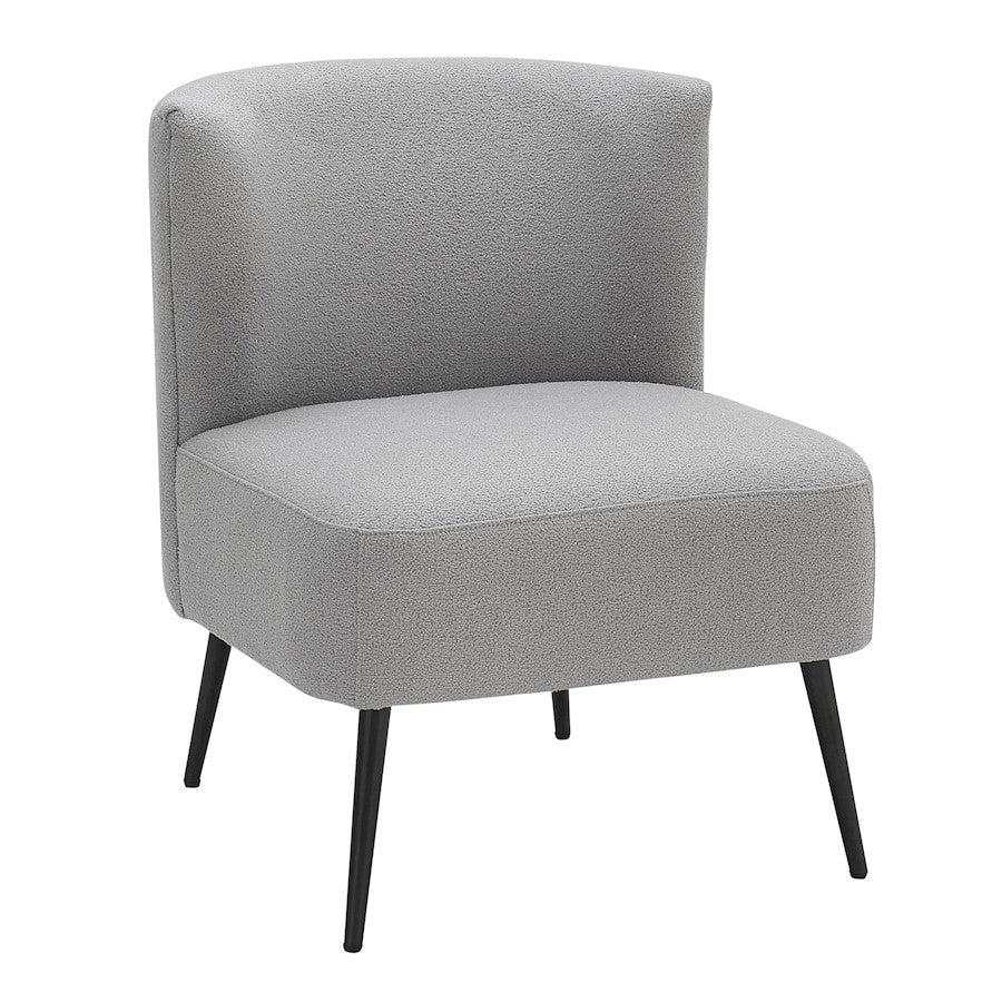 LumiSource Luna Fran Slipper Chair | Black Metal and Light Grey Sherpa Fabric | Living Room & Bedroom Accent Seating | Model CHR-FRANSLPBKLGY