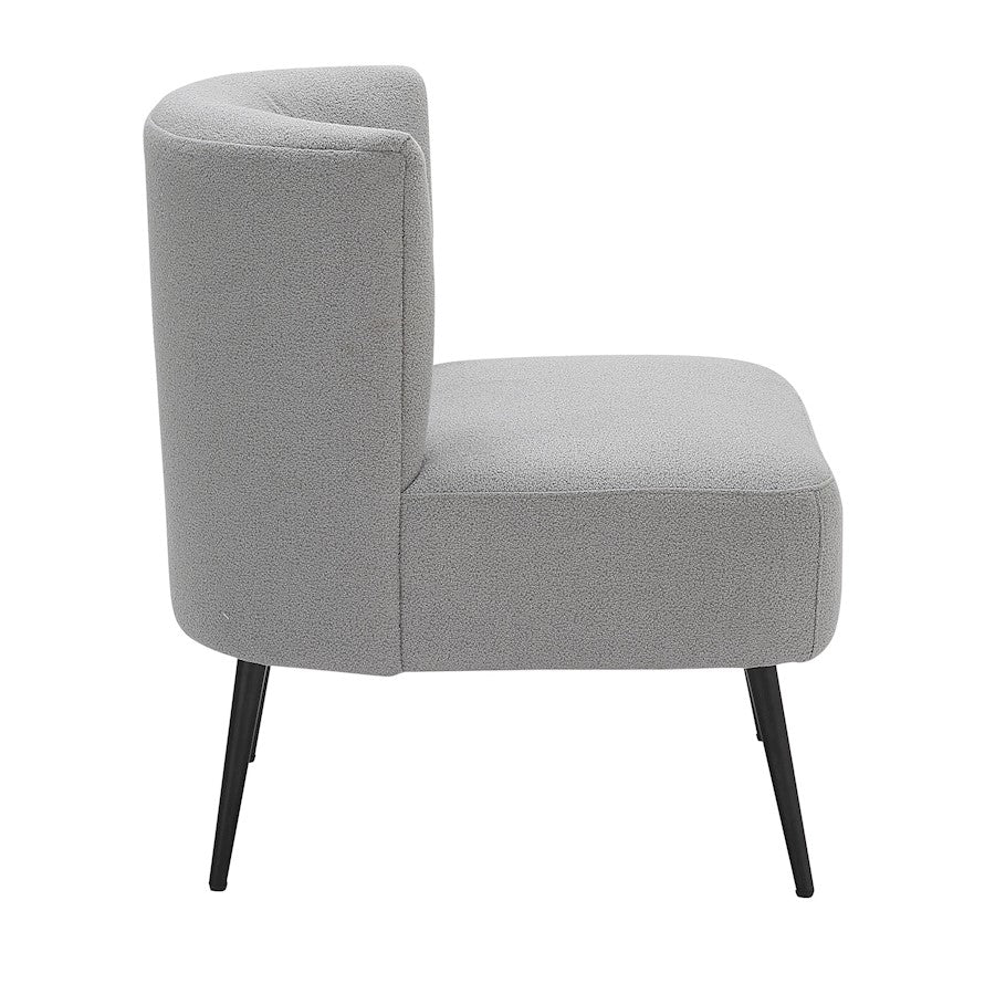LumiSource Luna Fran Slipper Chair | Black Metal and Light Grey Sherpa Fabric | Living Room & Bedroom Accent Seating | Model CHR-FRANSLPBKLGY