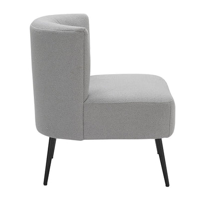 LumiSource Luna Fran Slipper Chair | Black Metal and Light Grey Sherpa Fabric | Living Room & Bedroom Accent Seating | Model CHR-FRANSLPBKLGY