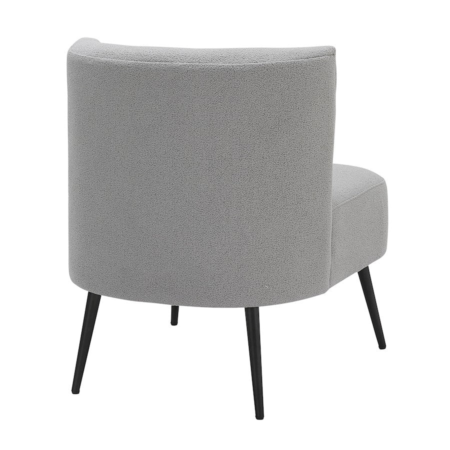 LumiSource Luna Fran Slipper Chair | Black Metal and Light Grey Sherpa Fabric | Living Room & Bedroom Accent Seating | Model CHR-FRANSLPBKLGY