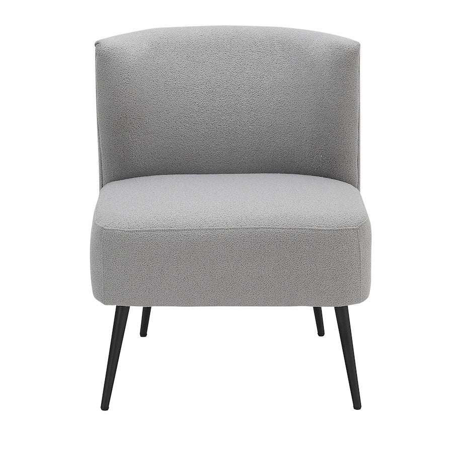 LumiSource Luna Fran Slipper Chair | Black Metal and Light Grey Sherpa Fabric | Living Room & Bedroom Accent Seating | Model CHR-FRANSLPBKLGY