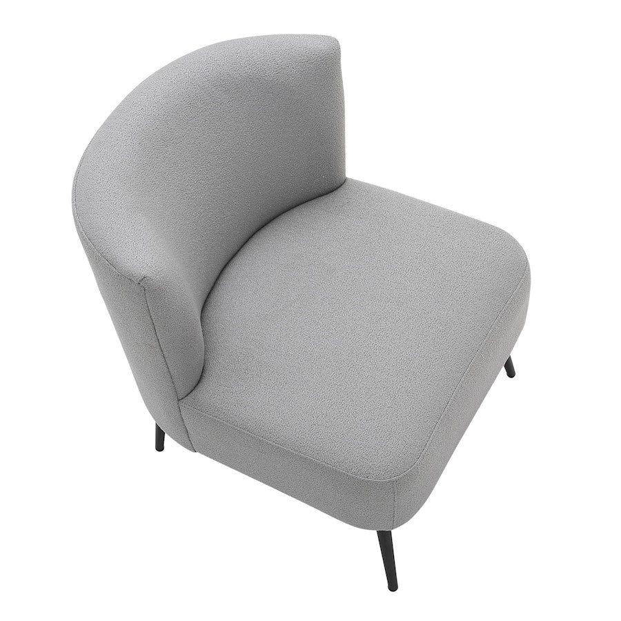 LumiSource Luna Fran Slipper Chair | Black Metal and Light Grey Sherpa Fabric | Living Room & Bedroom Accent Seating | Model CHR-FRANSLPBKLGY