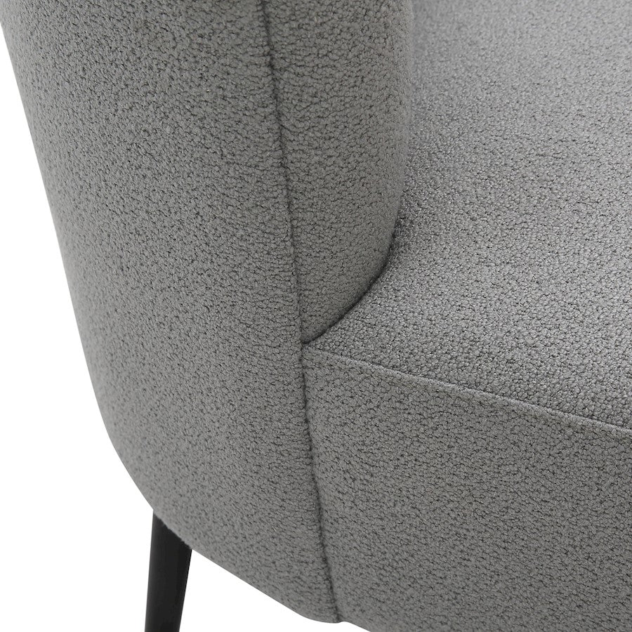 LumiSource Luna Fran Slipper Chair | Black Metal and Light Grey Sherpa Fabric | Living Room & Bedroom Accent Seating | Model CHR-FRANSLPBKLGY