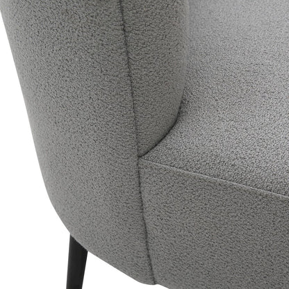 LumiSource Luna Fran Slipper Chair | Black Metal and Light Grey Sherpa Fabric | Living Room & Bedroom Accent Seating | Model CHR-FRANSLPBKLGY