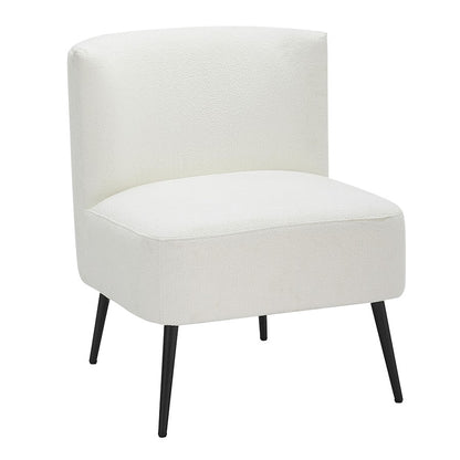 LumiSource Luna Fran Slipper Chair | Black Metal and White Sherpa Fabric | Living Room & Bedroom Accent Seating | Model CHR-FRANSLPBKW