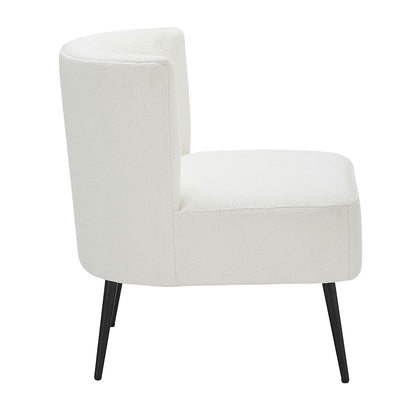 LumiSource Luna Fran Slipper Chair | Black Metal and White Sherpa Fabric | Living Room & Bedroom Accent Seating | Model CHR-FRANSLPBKW
