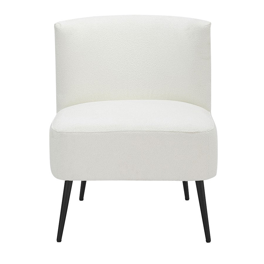 LumiSource Luna Fran Slipper Chair | Black Metal and White Sherpa Fabric | Living Room & Bedroom Accent Seating | Model CHR-FRANSLPBKW