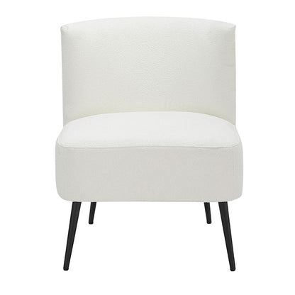 LumiSource Luna Fran Slipper Chair | Black Metal and White Sherpa Fabric | Living Room & Bedroom Accent Seating | Model CHR-FRANSLPBKW