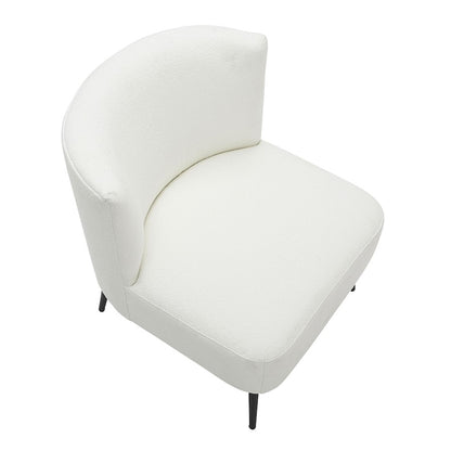 LumiSource Luna Fran Slipper Chair | Black Metal and White Sherpa Fabric | Living Room & Bedroom Accent Seating | Model CHR-FRANSLPBKW