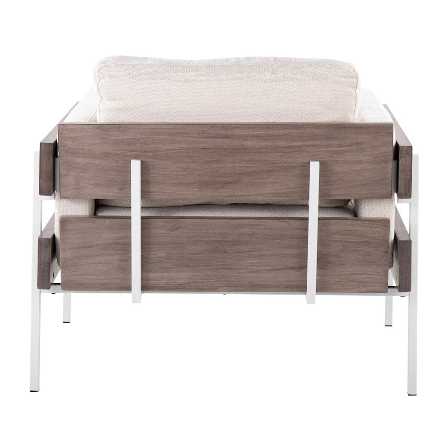 LumiSource Kari Accent Chair | White Metal, Grey Wood, and Cream Fabric | Living Room & Bedroom Lounge Seating | Model CHR-KARI2WGYCR