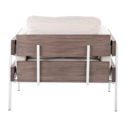 LumiSource Kari Accent Chair | White Metal, Grey Wood, and Cream Fabric | Living Room & Bedroom Lounge Seating | Model CHR-KARI2WGYCR