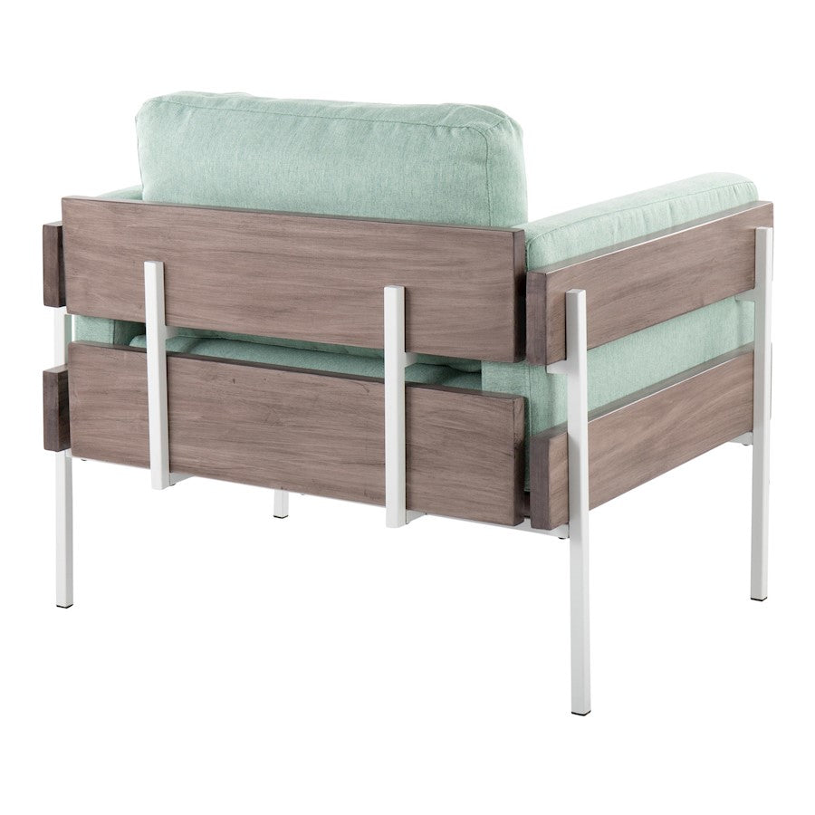 LumiSource Kari Accent Chair | White Metal, Grey Wood, Light Green Fabric | Living Room & Reading Nook | 30.5 x 36 x 30.5 in | Model CHR-KARI2WGYLGN