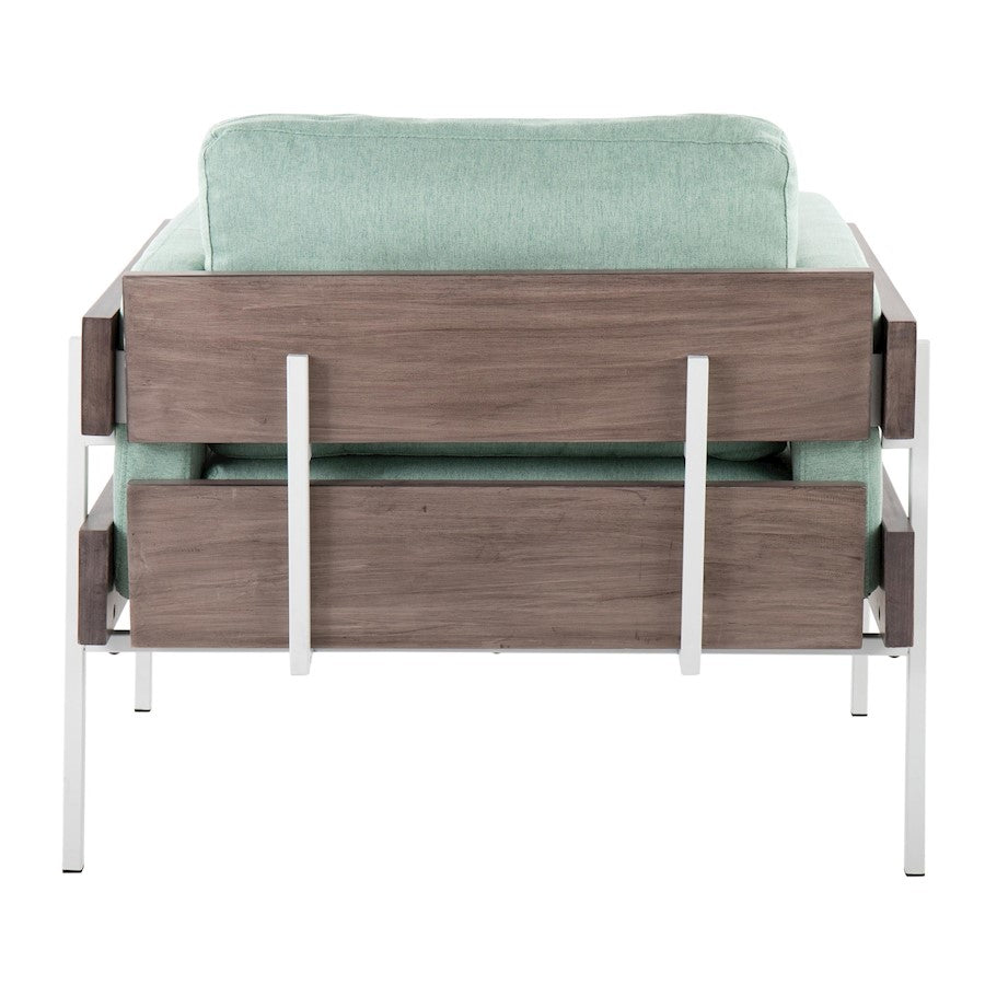 LumiSource Kari Accent Chair | White Metal, Grey Wood, Light Green Fabric | Living Room & Reading Nook | 30.5 x 36 x 30.5 in | Model CHR-KARI2WGYLGN
