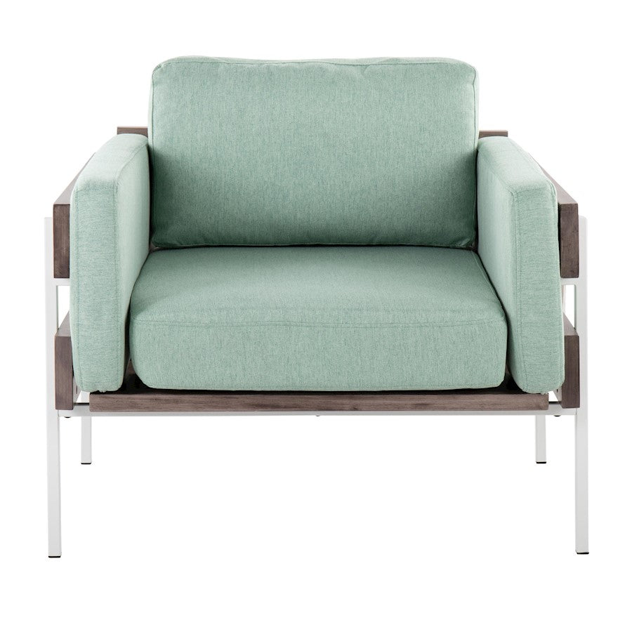 LumiSource Kari Accent Chair | White Metal, Grey Wood, Light Green Fabric | Living Room & Reading Nook | 30.5 x 36 x 30.5 in | Model CHR-KARI2WGYLGN