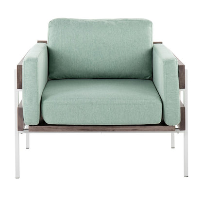LumiSource Kari Accent Chair | White Metal, Grey Wood, Light Green Fabric | Living Room & Reading Nook | 30.5 x 36 x 30.5 in | Model CHR-KARI2WGYLGN
