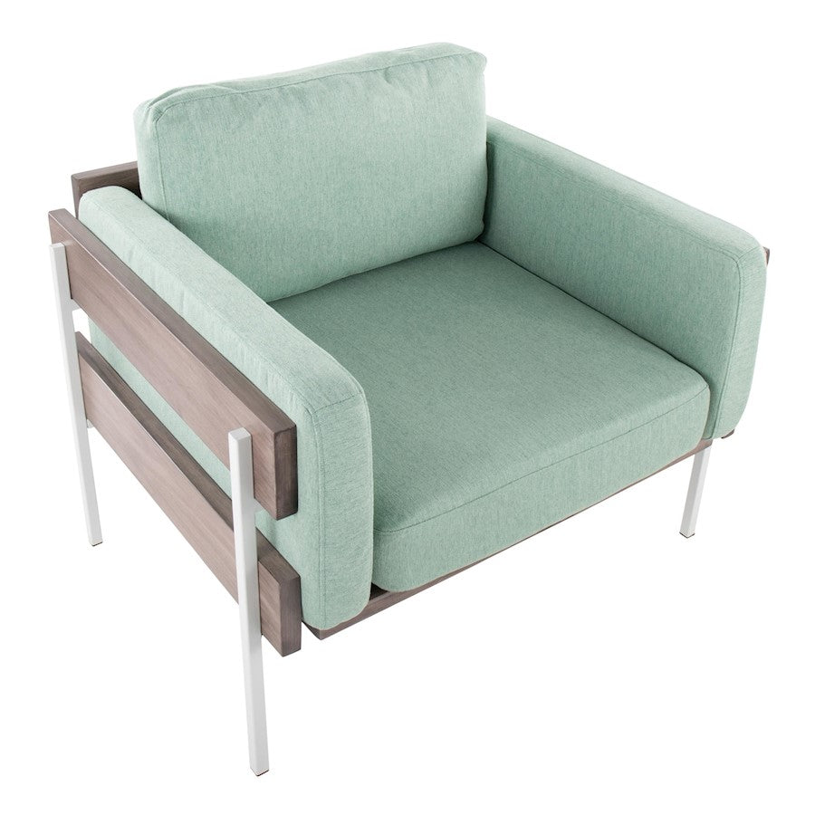 LumiSource Kari Accent Chair | White Metal, Grey Wood, Light Green Fabric | Living Room & Reading Nook | 30.5 x 36 x 30.5 in | Model CHR-KARI2WGYLGN