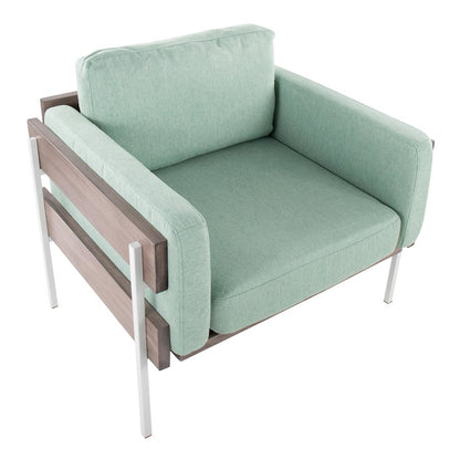 LumiSource Kari Accent Chair | White Metal, Grey Wood, Light Green Fabric | Living Room & Reading Nook | 30.5 x 36 x 30.5 in | Model CHR-KARI2WGYLGN