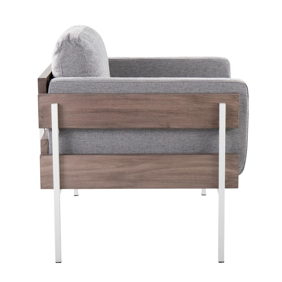 LumiSource Kari Accent Chair | White Metal, Grey Wood, Light Grey Fabric | Living Room & Reading Nook | 30.5 x 36 x 30.5 in | Model CHR-KARI2WGYLGY