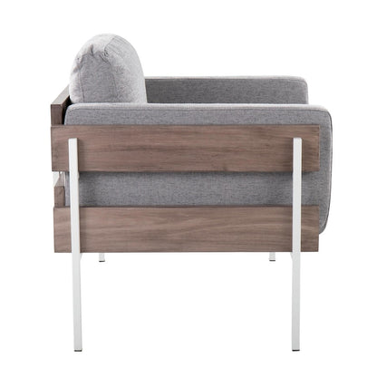 LumiSource Kari Accent Chair | White Metal, Grey Wood, Light Grey Fabric | Living Room & Reading Nook | 30.5 x 36 x 30.5 in | Model CHR-KARI2WGYLGY