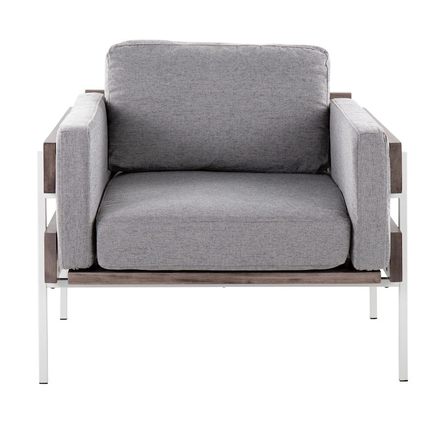LumiSource Kari Accent Chair | White Metal, Grey Wood, Light Grey Fabric | Living Room & Reading Nook | 30.5 x 36 x 30.5 in | Model CHR-KARI2WGYLGY