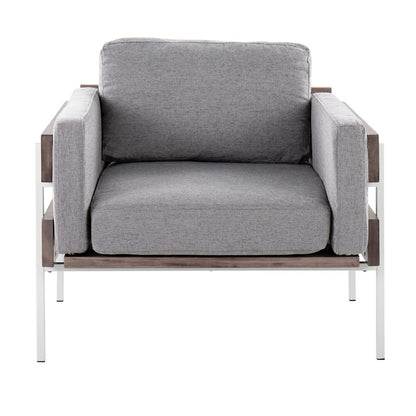 LumiSource Kari Accent Chair | White Metal, Grey Wood, Light Grey Fabric | Living Room & Reading Nook | 30.5 x 36 x 30.5 in | Model CHR-KARI2WGYLGY