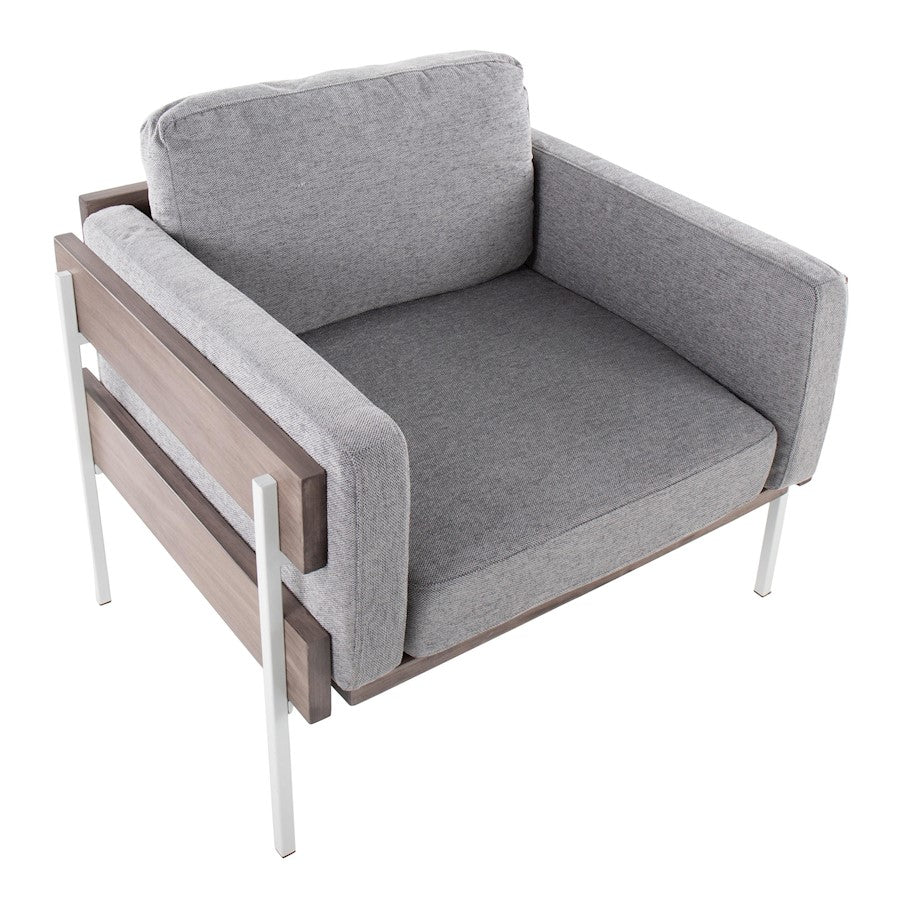 LumiSource Kari Accent Chair | White Metal, Grey Wood, Light Grey Fabric | Living Room & Reading Nook | 30.5 x 36 x 30.5 in | Model CHR-KARI2WGYLGY