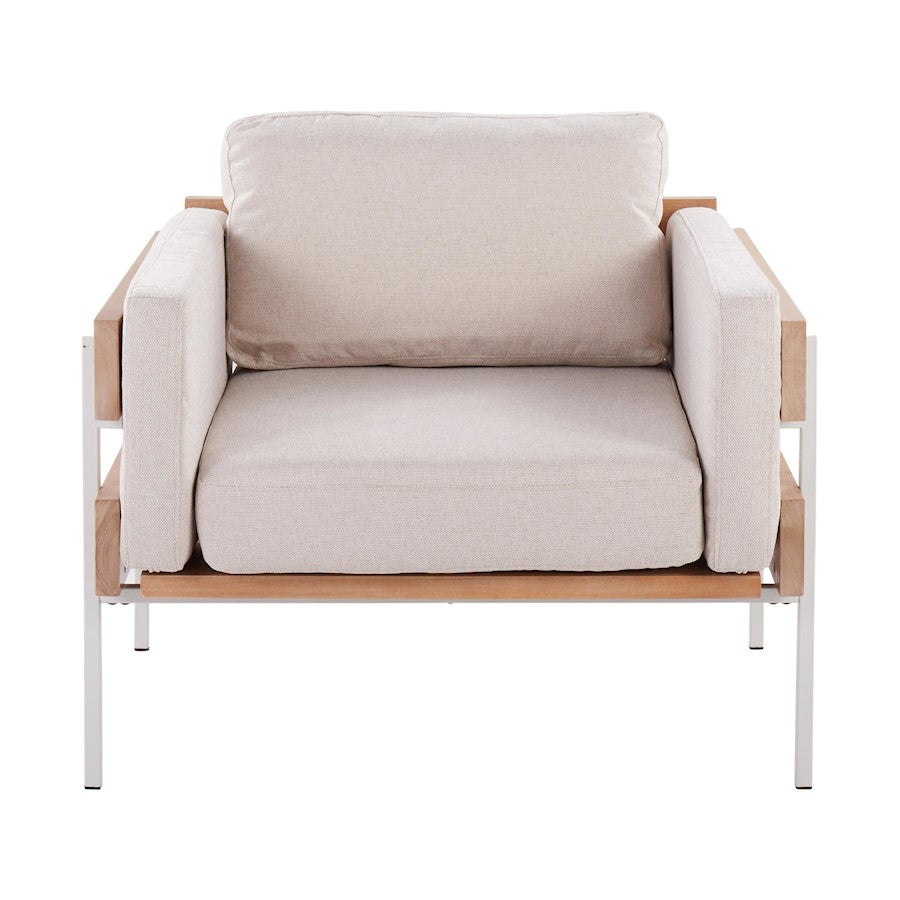 LumiSource Kari Accent Chair | White Metal, Natural Wood, Cream Fabric | Living Room & Reading Nook | 30.5 x 36 x 30.5 in | Model CHR-KARI2WNACR