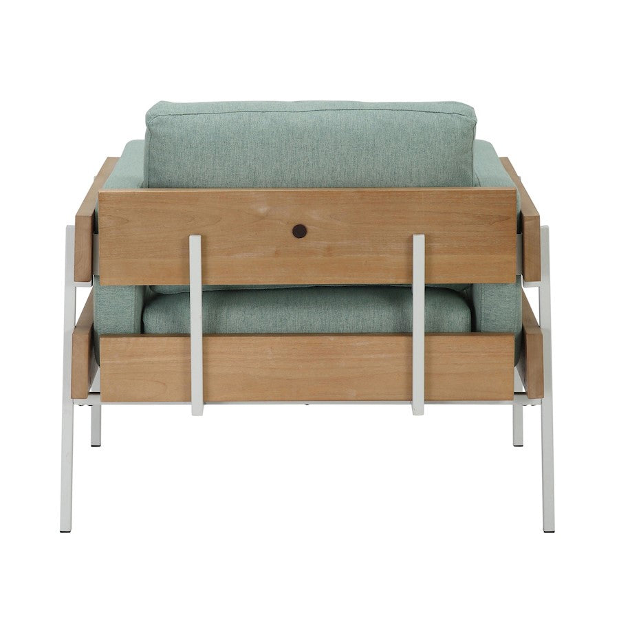 LumiSource Kari Accent Chair | White Metal, Natural Wood, Light Green Fabric | Living Room & Reading Nook | Model CHR-KARI2WNALGN