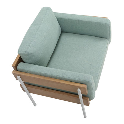 LumiSource Kari Accent Chair | White Metal, Natural Wood, Light Green Fabric | Living Room & Reading Nook | Model CHR-KARI2WNALGN