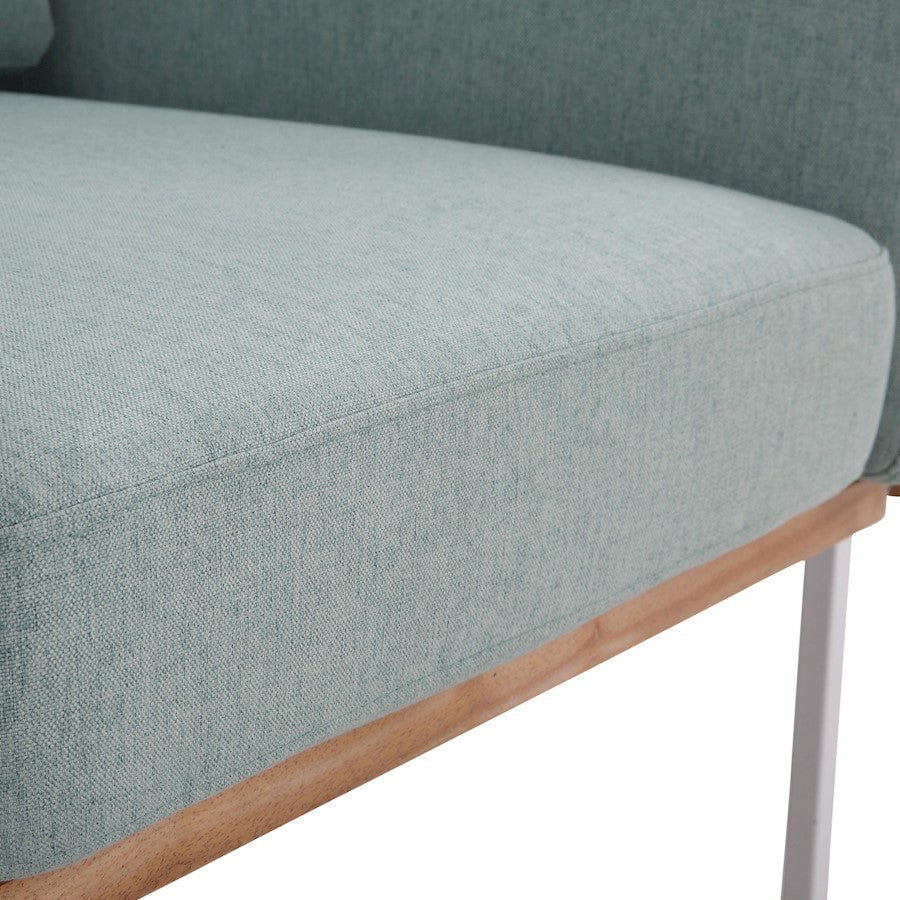 LumiSource Kari Accent Chair | White Metal, Natural Wood, Light Green Fabric | Living Room & Reading Nook | Model CHR-KARI2WNALGN