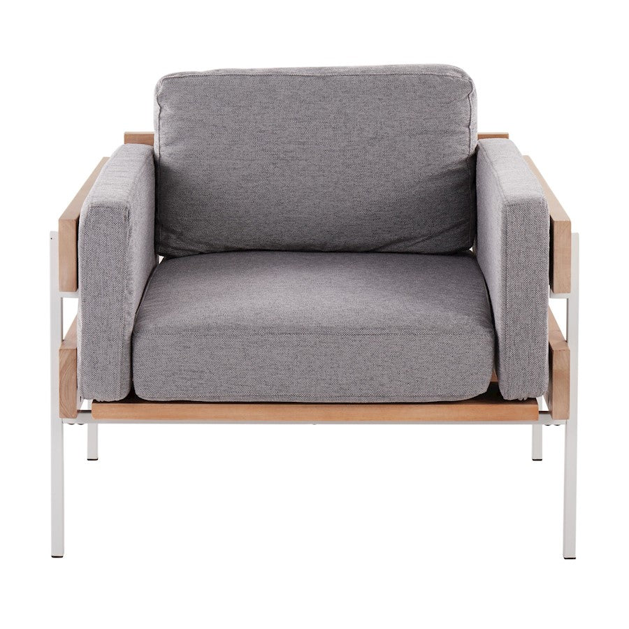 LumiSource Kari Accent Chair | White Metal, Natural Wood, Light Grey Fabric | Living Room & Reading Nook | Model CHR-KARI2WNALGY