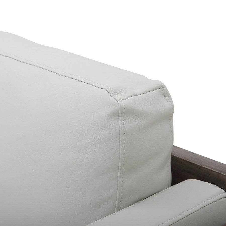 LumiSource Kari Accent Chair | White Metal, Grey Wood, White PU | Living Room & Office Seating | 36 W x 30 D x 30.5 H in | Model CHR-KARIPU2WGYW