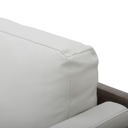 LumiSource Kari Accent Chair | White Metal, Grey Wood, White PU | Living Room & Office Seating | 36 W x 30 D x 30.5 H in | Model CHR-KARIPU2WGYW