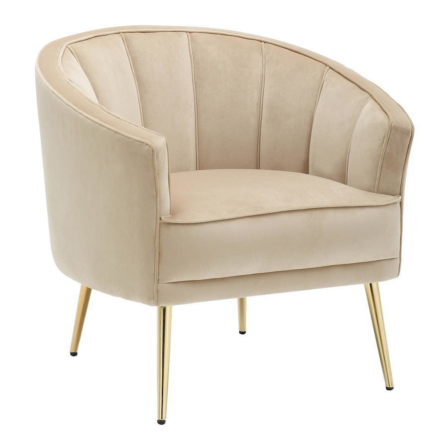 LumiSource Tania Accent Chair | Glam Gold Metal and Champagne Velvet | Living Room & Bedroom Seating | 30 x 27 x 29 in | Model CHR-TANIAAU-CHMP