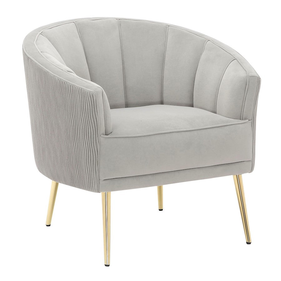 LumiSource Tania Pleated Waves Accent Chair | Glam Gold Steel and Silver Velvet | Living Room & Bedroom Seating | Model CHR-TANIAPLTWVAUVSV