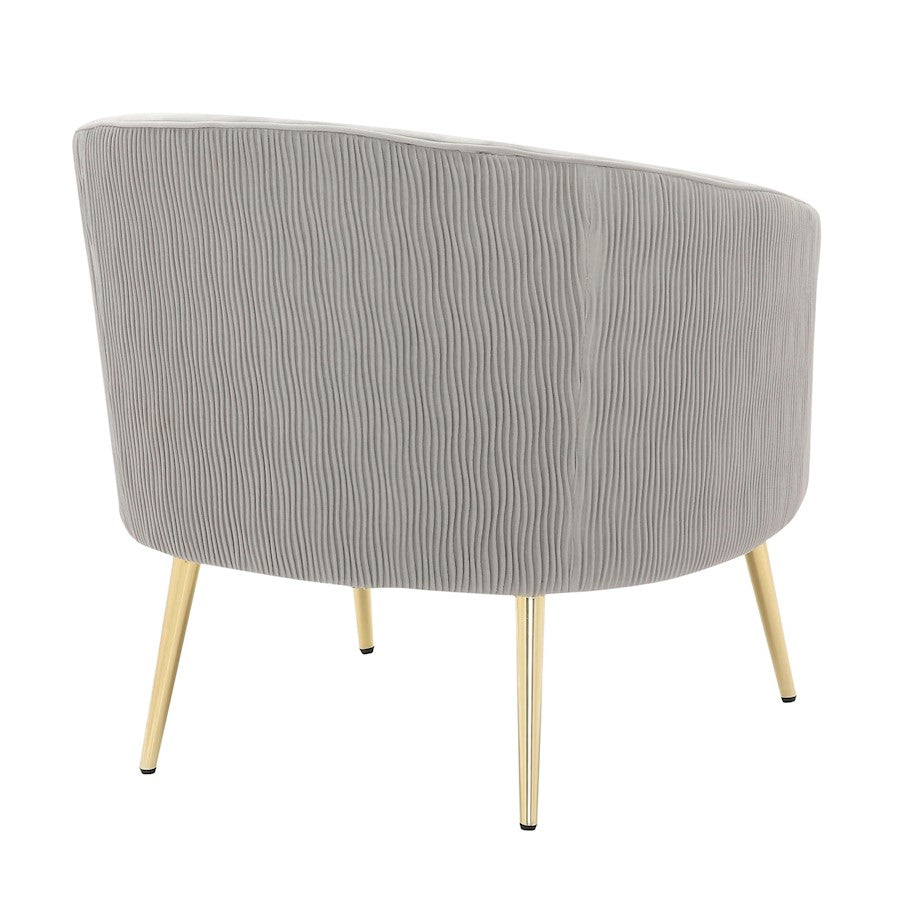 LumiSource Tania Pleated Waves Accent Chair | Glam Gold Steel and Silver Velvet | Living Room & Bedroom Seating | Model CHR-TANIAPLTWVAUVSV