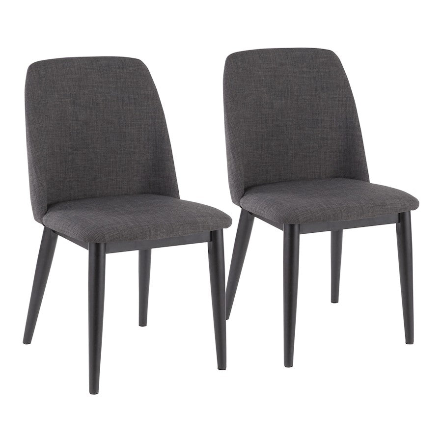 LumiSource Tintori Dining Chair Set of 2 | Charcoal Woven Fabric and Black Wood | Kitchen & Dining Room Seating | Model CHR-TNTCHAR-B2