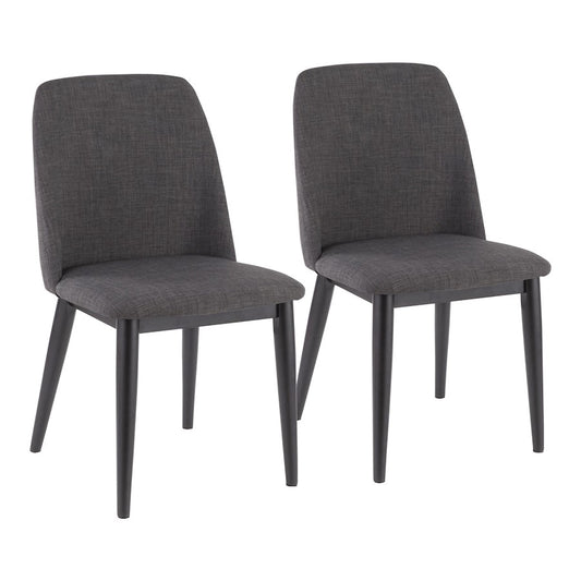 LumiSource Tintori Dining Chair Set of 2 | Charcoal Woven Fabric and Black Wood | Kitchen & Dining Room Seating | Model CHR-TNTCHAR-B2