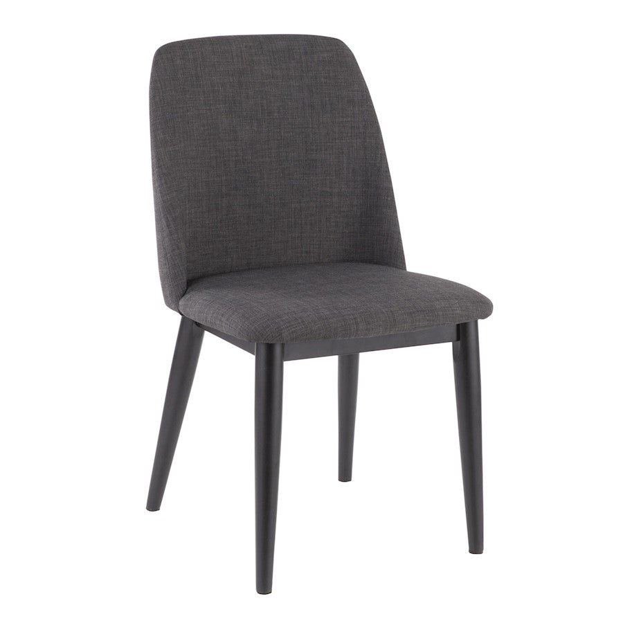 LumiSource Tintori Dining Chair Set of 2 | Charcoal Woven Fabric and Black Wood | Kitchen & Dining Room Seating | Model CHR-TNTCHAR-B2