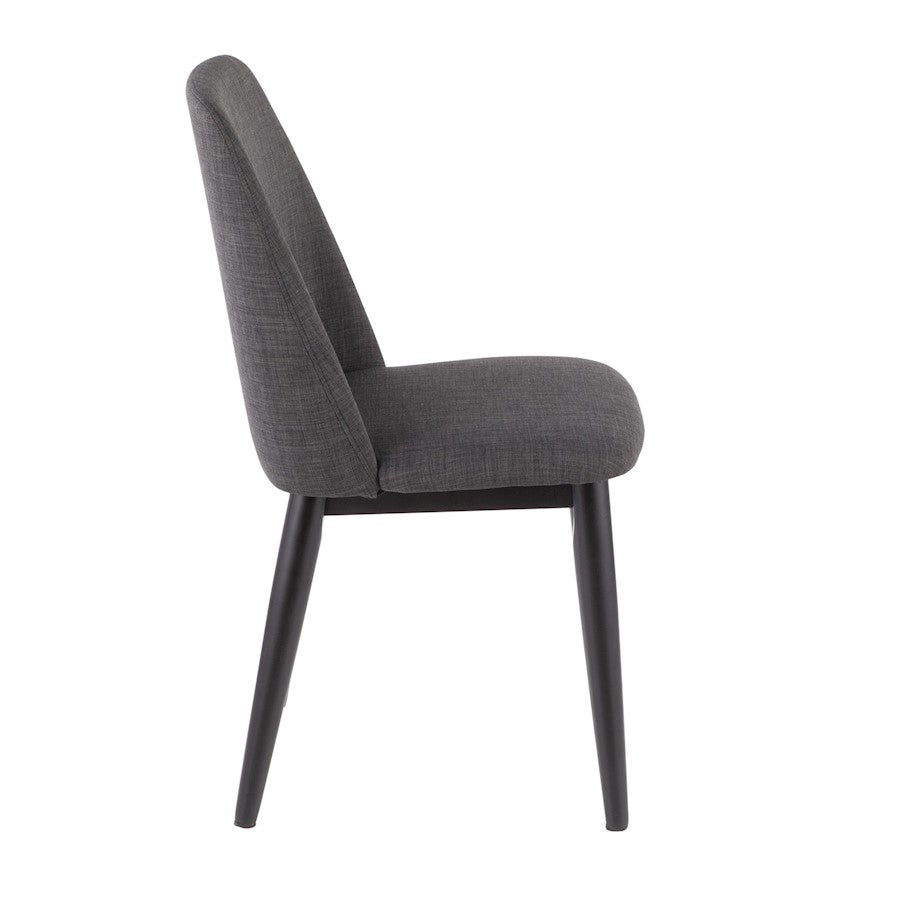 LumiSource Tintori Dining Chair Set of 2 | Charcoal Woven Fabric and Black Wood | Kitchen & Dining Room Seating | Model CHR-TNTCHAR-B2