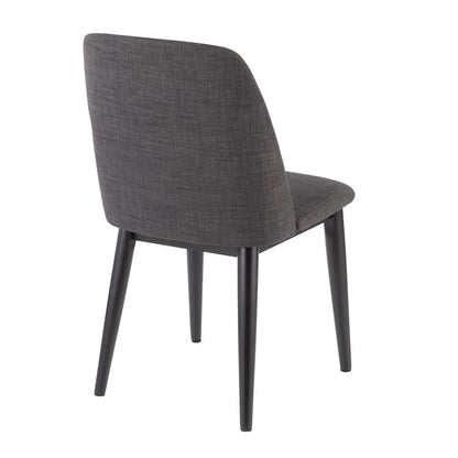 LumiSource Tintori Dining Chair Set of 2 | Charcoal Woven Fabric and Black Wood | Kitchen & Dining Room Seating | Model CHR-TNTCHAR-B2