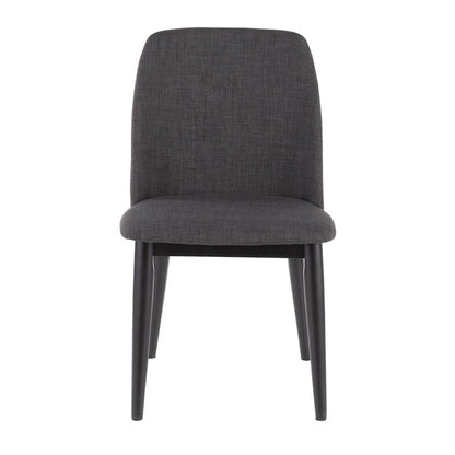 LumiSource Tintori Dining Chair Set of 2 | Charcoal Woven Fabric and Black Wood | Kitchen & Dining Room Seating | Model CHR-TNTCHAR-B2