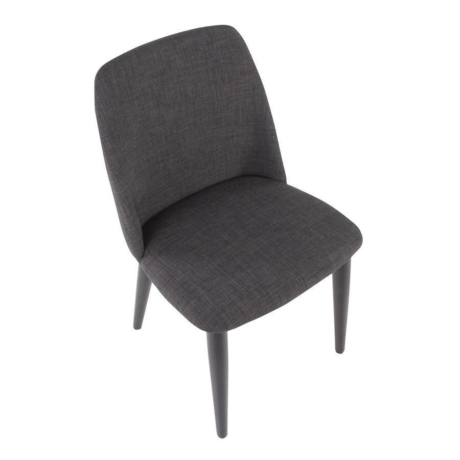 LumiSource Tintori Dining Chair Set of 2 | Charcoal Woven Fabric and Black Wood | Kitchen & Dining Room Seating | Model CHR-TNTCHAR-B2