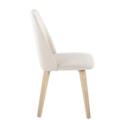 LumiSource Toriano Dining Chair Set of 2 | Mid-Century Natural Wood and Cream Fabric | Dining Room & Kitchen | Model CHR-TRNONACR2