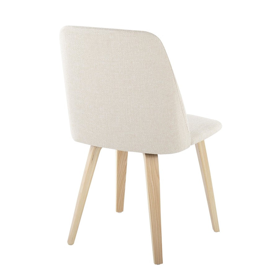 LumiSource Toriano Dining Chair Set of 2 | Mid-Century Natural Wood and Cream Fabric | Dining Room & Kitchen | Model CHR-TRNONACR2