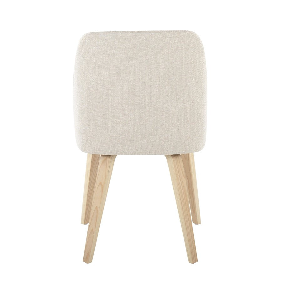 LumiSource Toriano Dining Chair Set of 2 | Mid-Century Natural Wood and Cream Fabric | Dining Room & Kitchen | Model CHR-TRNONACR2