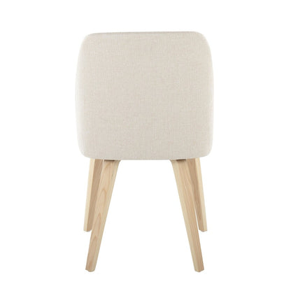 LumiSource Toriano Dining Chair Set of 2 | Mid-Century Natural Wood and Cream Fabric | Dining Room & Kitchen | Model CHR-TRNONACR2