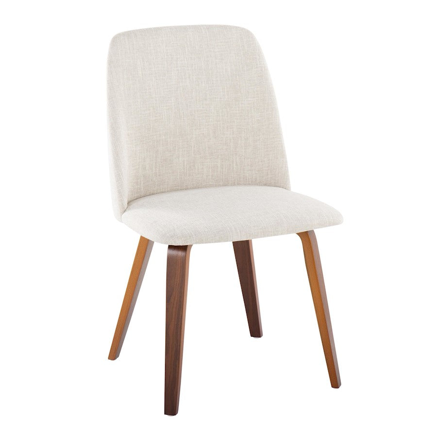 LumiSource Toriano Dining Chair Set of 2 | Mid-Century Walnut Wood and Beige Fabric | Dining Room & Kitchen | Model CHR-TRNOWLBG2
