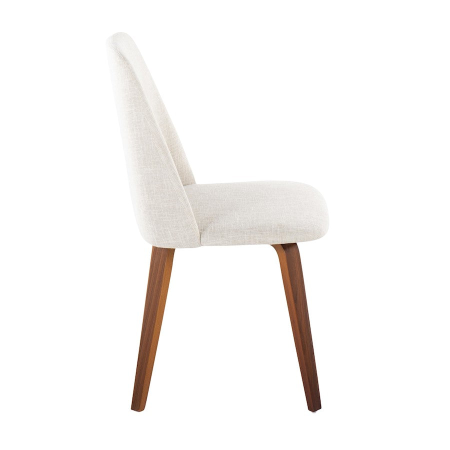LumiSource Toriano Dining Chair Set of 2 | Mid-Century Walnut Wood and Beige Fabric | Dining Room & Kitchen | Model CHR-TRNOWLBG2