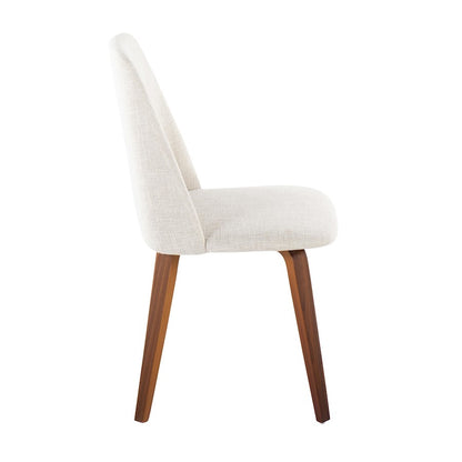 LumiSource Toriano Dining Chair Set of 2 | Mid-Century Walnut Wood and Beige Fabric | Dining Room & Kitchen | Model CHR-TRNOWLBG2